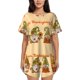 thumbnail image 1 of Fotbe Gnomes Happy Thanksgiving Conjunto de Pijama Estampado para Mujer, 2 Piezas, Ropa de Dormir con Camiseta de Manga Corta y Shorts Suaves-X-Large, 1 of 6