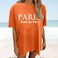 thumbnail image 2 of Trendfront Womens Paris Letter Graphic Oversized T Shirts Crewneck Drop Shoulder Tops Trendy Fashion Tee Relaxed Pullover Streetwear, 2 of 5