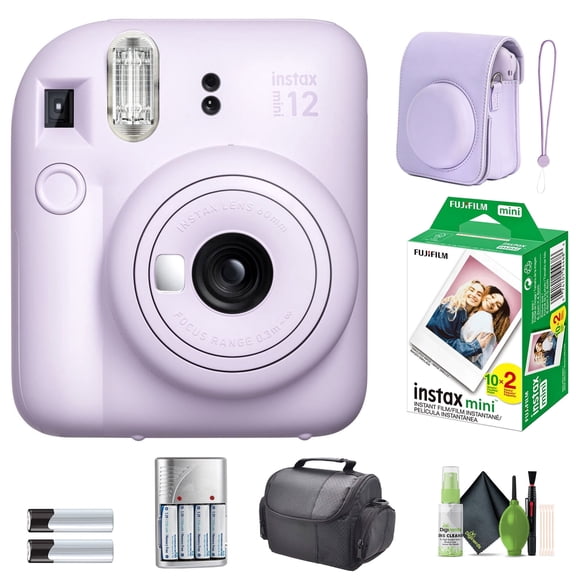 FUJIFILM INSTAX MINI 12 Instant Film Camera Lilac Purple with Fuji INSTAX MINI Instant Film 20 Photo Sheets with Camera Case and Accessories Ideal Gift for kids, Teenage Girl & Adults