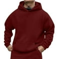 thumbnail image 2 of QUINDOS Mens Sweatshirts Athletic Cotton Solid Color Mens Hoodies Fleece Long Sleeve Casual Pullover Tops Kangaroo Pocket, 2 of 5