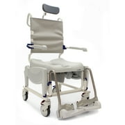 Aquatec Ocean Ergo VIP Tilt Shower Commode with Collection Pan, Lid, and Pan Support Guide Rail