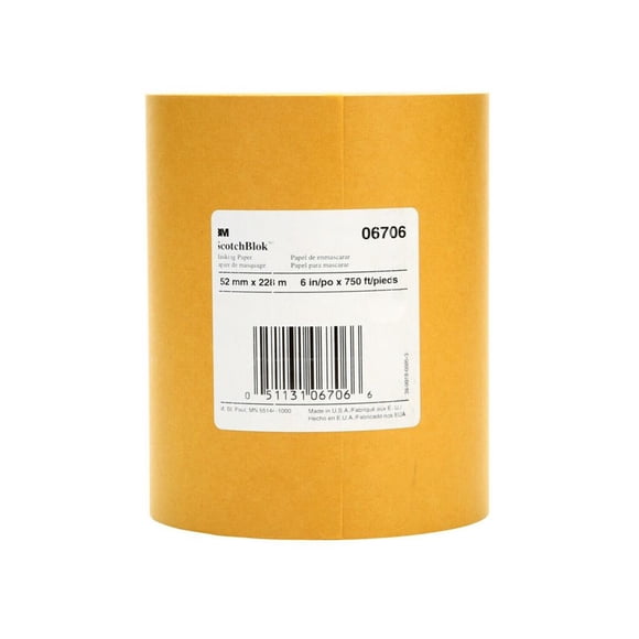 3M Masking Paper 06706 Scotchblok; 6 Inch Width x 750 Foot Length; Roll; Brown; Box Of 6
