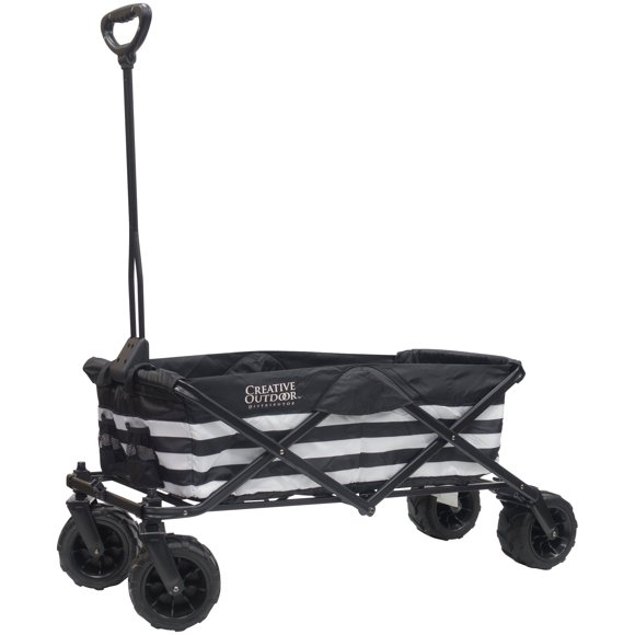 Chariot Pliant Tout-Terrain / Rayures Noires et Blanches