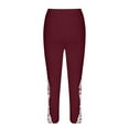 thumbnail image 3 of Olyvenn Womens Knee Length Capri Leggings Floral Lace High Waist Leggings Skinny Cropped Workout Yoga Pants Sport Casual Pants Wine S, 3 of 4