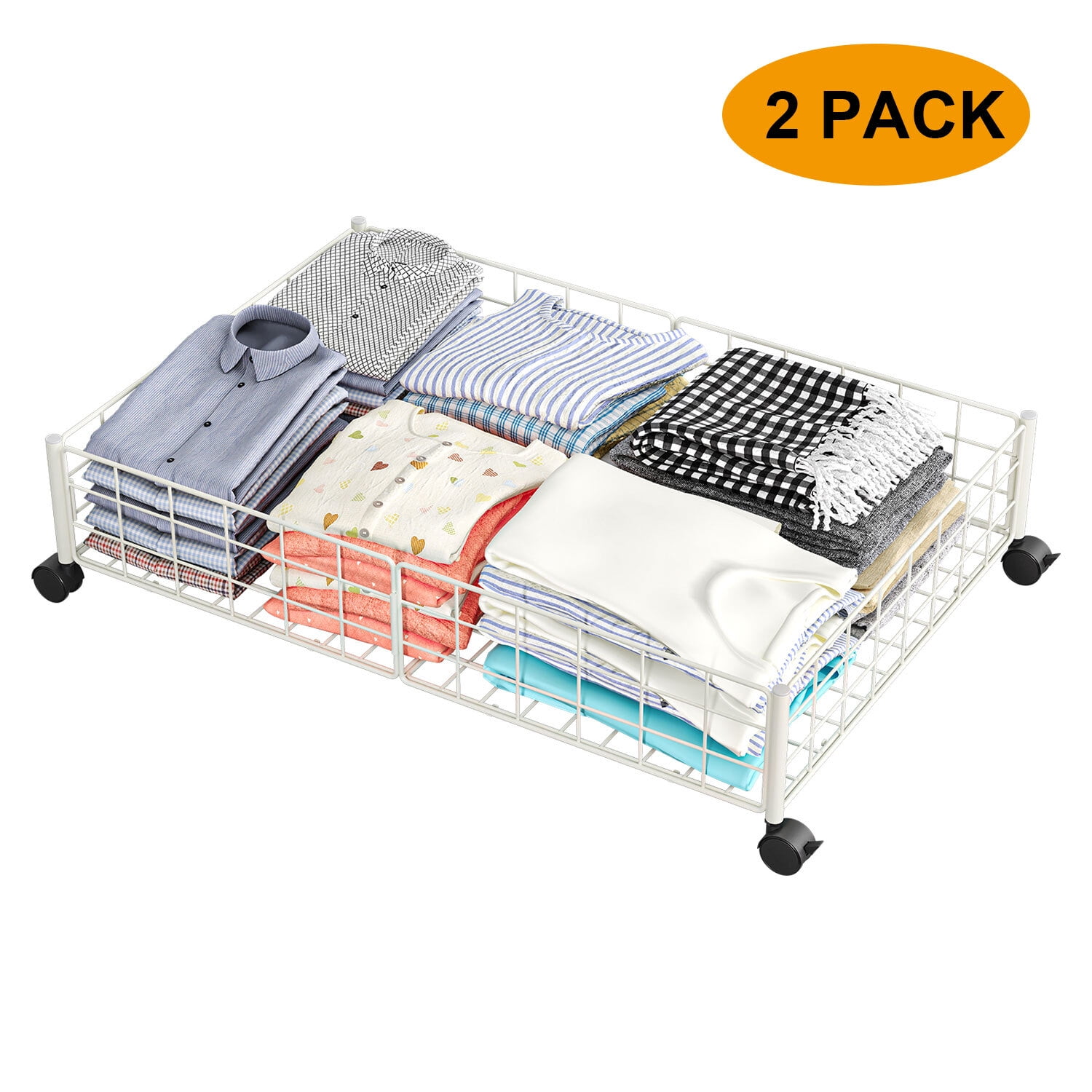 HOSSLLY Under the Bed Storage Containers with Wheels, 2 Pack Rolling