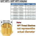 thumbnail image 5 of YOUHO Brass Pipe Hose Hex Head Bushing Adapter Convert 3/4 NPT Male x 3/8 NPT Female Hex Bushing Adapter (Pack of5), 5 of 5
