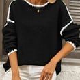 thumbnail image 4 of Womens Oversized Sweaters Fall Fashion Clothes Trendy Batwing Sleeve Colorblock Striped Knit Pullover Sweater Tops, 4 of 5
