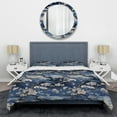 thumbnail image 3 of Designart "Victorian Cobalt Garden Chinoiserie" Blue Floral Bedding Covert Set - Cottage Bed Set With 2 Shams, 3 of 5