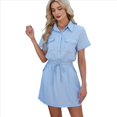 thumbnail image 1 of Vestido Camisero Vaquero para Mujer, Corta, Desgastado, con Botones, Informal, Tipo Túnica. Azul XXL, 1 of 9