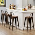 24" Swivel Bar Stools Counter Height Stools with Backs Wood Seat