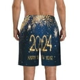 thumbnail image 3 of Bixox Men's Happy New Year 2024 printing Casual Classic Fit Short Summer Beach Shorts, 3 of 6