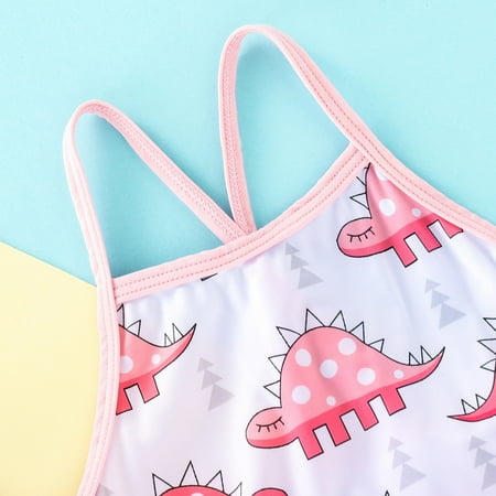 

Gubotare Toddler Girls Sleeveless Stripe Dinosaur Printing Beach Bathing Suit Girls Swimwear Swimsuit Big Girls Swimsuit Pink 2-3 Years