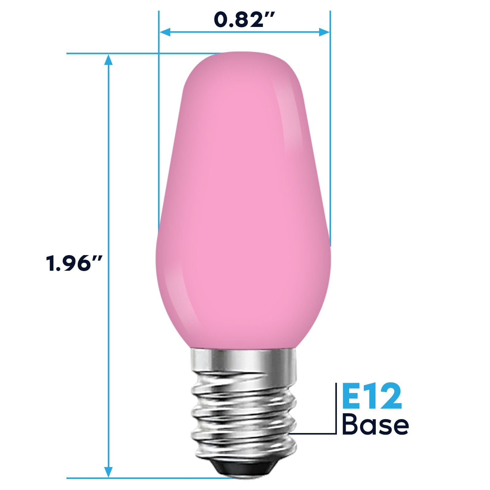 Luxrite 25-Pack C7 LED Pink Replacement Light Bulbs for String Lights 0.5W Colored Bulb Enclosed Fixture Rated UL E12 Indoor Outdoor