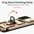 thumbnail image 6 of Heavy Duty Case for Samsung Galaxy A34 5G, Rugged PC Soft TPU Military Grade Shockproof Metal Magnetic Car Mount Cover with Camera Lens Sliding Ring Holder Bracket Case,Gold, 6 of 8