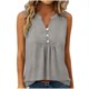 thumbnail image 1 of Camiseta Suelta con Cuello en V de Botón de Color Sólido para las Mujeres, Blusa sin Mangas para el Uso Diario de Verano, 1 of 9
