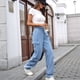 thumbnail image 4 of Pantalones Cargo para Mujer, Cintura Alta, Pierna , Holgados, Estilo Y2K, con 8 Bolsillos Azul Denim M, 4 of 10