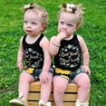 thumbnail image 2 of Odeerbi Toddler Two-piece Set Boys Girls Summer Sunflower Outfits Tank Tops Denim Shorts Baby Clothes Letter Print Vest Shorts Set Black, 2 of 9