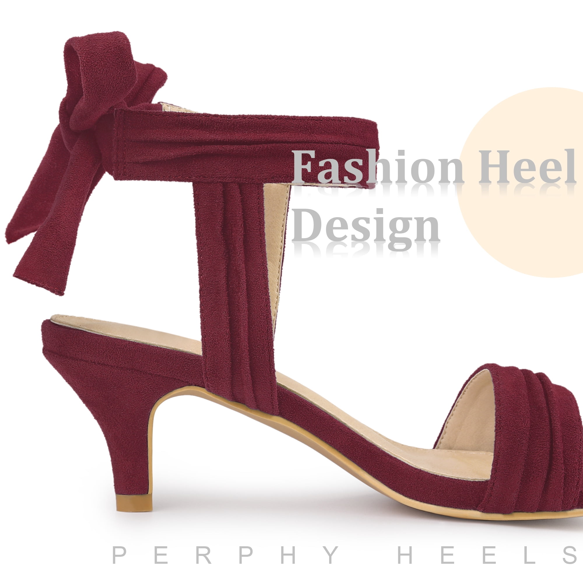 Unique Bargains Women's Open Toe Ankle Bow Tie Mid Heel Sandals