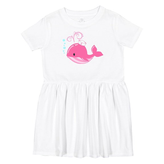 Inktastic Cute Pink Whale in Nautical Hat Girls Toddler Dress