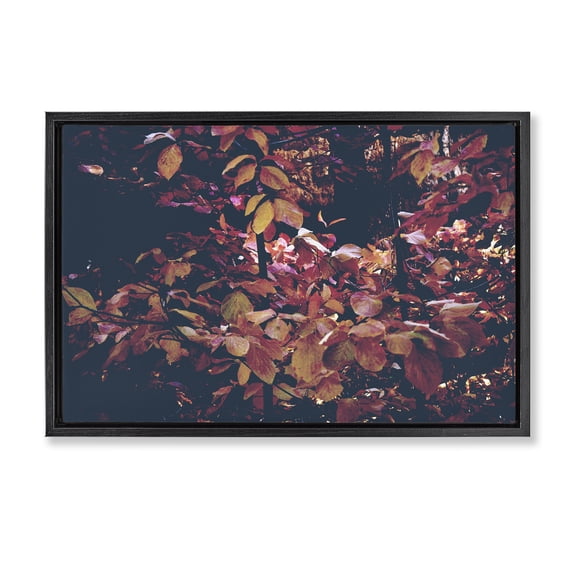 Stupell Industries Dusky Forest Leaves Floral Photography Black Floater Framed Canvas Art Print Wall Art, 25 x 17