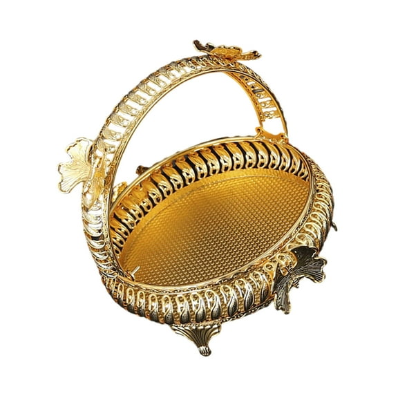 Large Capacity Serving Tray 5L Metal Fruit Basket Comfortable Handle Holder Home Kitchen Dining Table Decoration