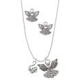 thumbnail image 1 of Delight Jewelry Silvertone Dice Silver tone Guardian Angel Charm Necklace and Stud Earrings, 1 of 4