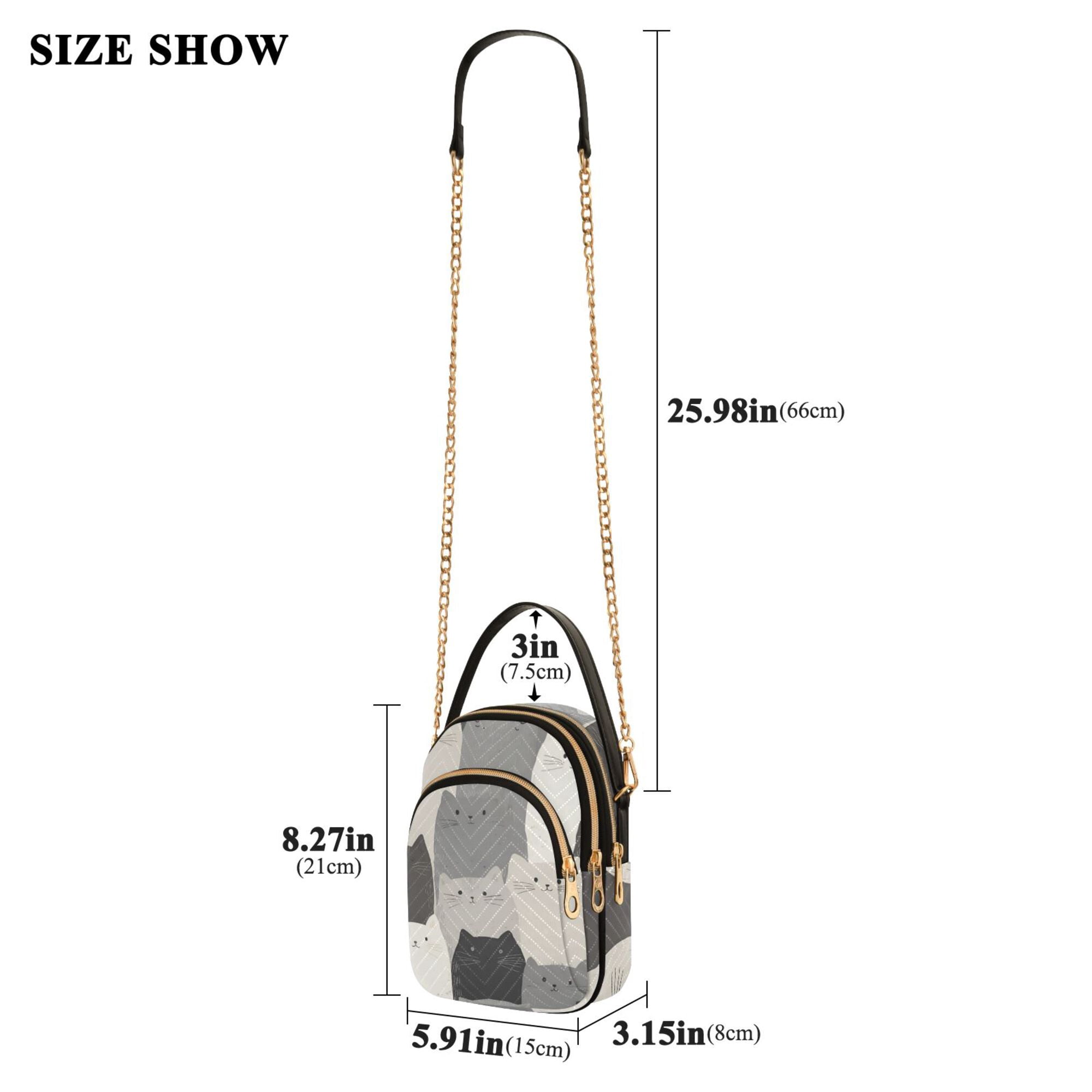 FORMRS Crossbody Bag for Women Quilted Travel Shoulder Cell Phone Purse with Chain Strap Handbag, Gray Cute Cats