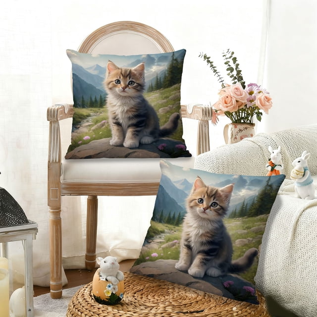 Juego de Cojines con Estampado de Animales Adorables, 45X45 Cm | Cojín Multicolor de Nailon y Elastano para Sofá, Ideal para La Decoración Del Salón