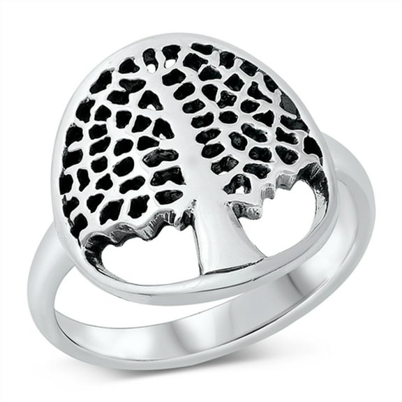 Chunky Tree of Life Cutout Ring .925 Sterling Silver Band Jewelry Female Male Unisex Size 7