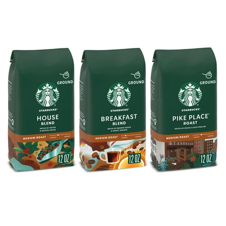 Pack of 2 - Starbucks Medium Roast Ground Coffee, Variety Pack, 3 Bags (12 Oz Each)