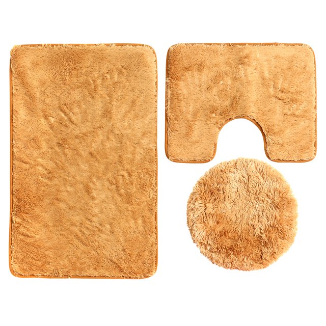 3Pcs Toilet Lid Cover + Floor Pedestal Rug + Non-slip Pad Mat Carpet Bathroom Set Home Decor Gift