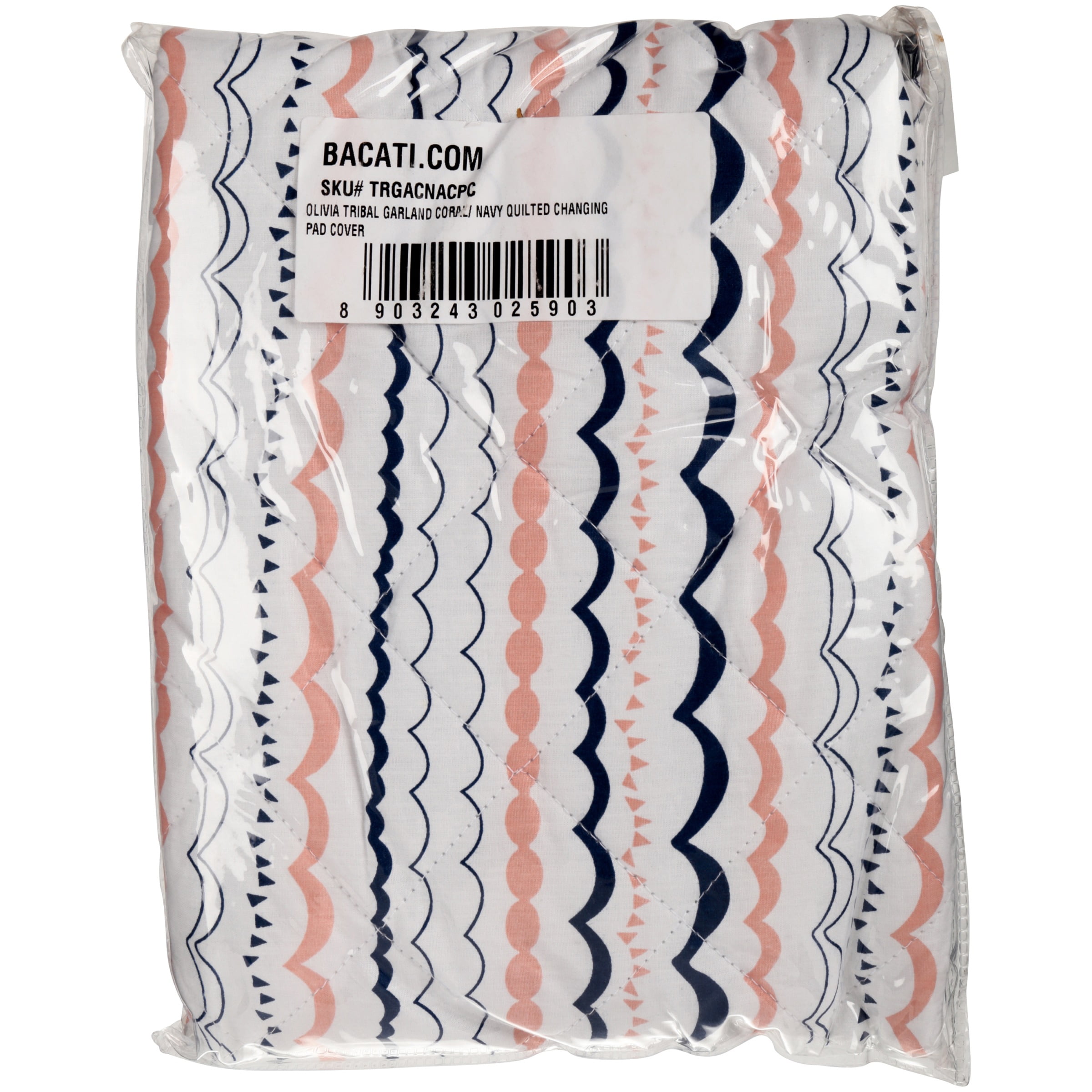 Bacati Olivia Tribal Garland Coral Navy Quilted Changing Pad Cover Wrapper