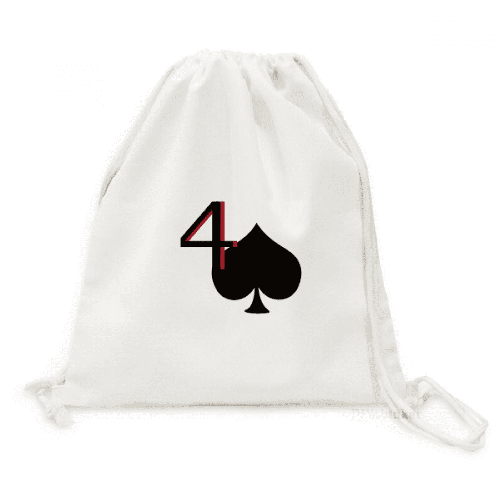 Peace Uranus Spade 4 Poker Backpack Canvas Drawstring Reusable Mesh