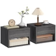 thumbnail image 1 of HOMCOM Floating Nightstand Set of 2 with Drawer and Shelf, Grey, 1 of 10