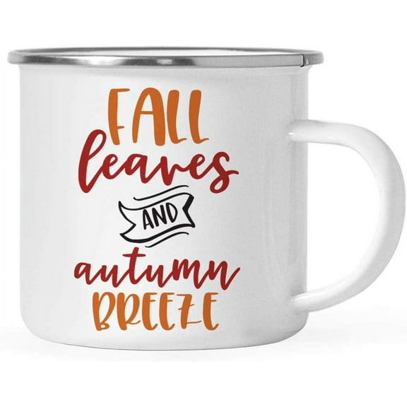 Koyal Wholesale Fall Autumn Season 11oz. Stainless Steel Campfire Coffee Mug Gift, Fall Leaves And Autumn Breeze, 1-Pack