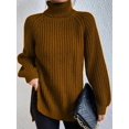 thumbnail image 3 of Suéter holgado de cuello alto de invierno para mujer, jersey elegante con mangas caídas y abertura lateral, jerséis elegantes estilo Harajuku vintage, tops de punto de gran tamaño, 3 of 5