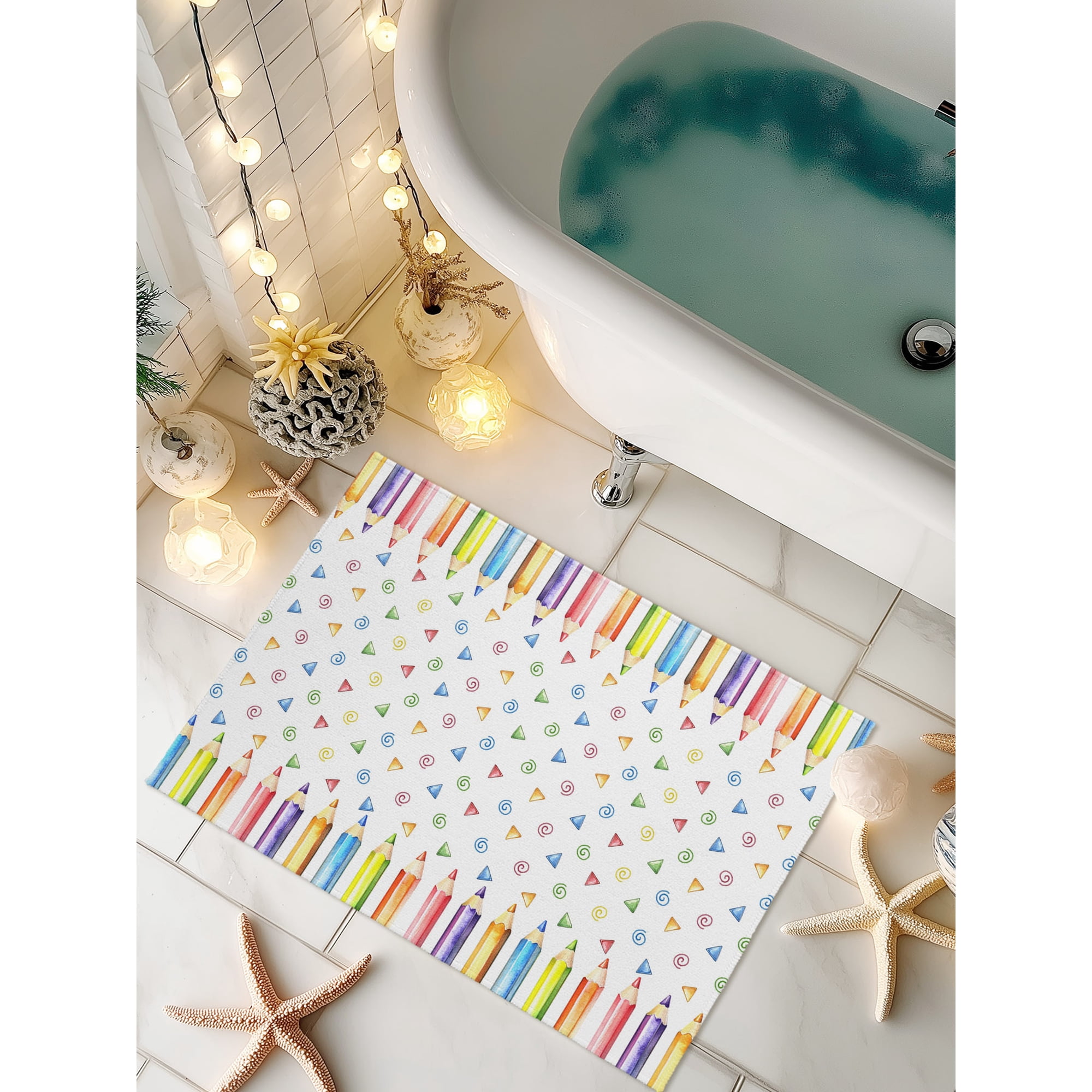 Doormat Colored Pencils Front Door Mat Non Slip Absorbent Low Profile Floor Mat Childlike Building Blocks Welcome Mats Entryway Rug for Entrance Kitchen Porch Indoor Outdoor Home Decor 16 x24