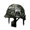 thumbnail image 2 of War Helmet Faith over Fear Graphic Print Cotton T-Shirt, grunge scene tapout goth amity affliction style clothes, unisex T-shirt, 2 of 7