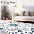 thumbnail image 2 of ODIKA 3'x5' Machine Washable Non-Slip Area Rug, Tranquil Paisley Flourish Interlocking Heritage Design High Traffic Rug with Pad, Blue, 714883, 2 of 8