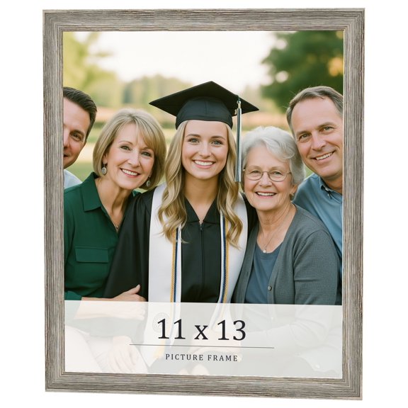 11x13 Frame Grey Solid Wood Picture Frame Width 1 Inches | Interior Frame Depth 0.5 Inches |
