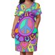 thumbnail image 3 of Vestido holgado con bolsillos y diseño de mandala hippie psicodélico de Paz y Amor para mujer, ropa elegante para mujer., 3 of 7