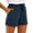 Navy Blue, variant on Laonim Women's Solid Color Cotton and Linen Pocket Tie High Waist Casual Shorts