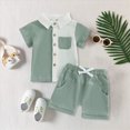 thumbnail image 2 of KPOPLK Button Up Toddler Baby Boy Outfit Set Summer Boy Casual Short Sleeve Shirt Top and Shorts Set Clothes(12-18 Months,Green), 2 of 5