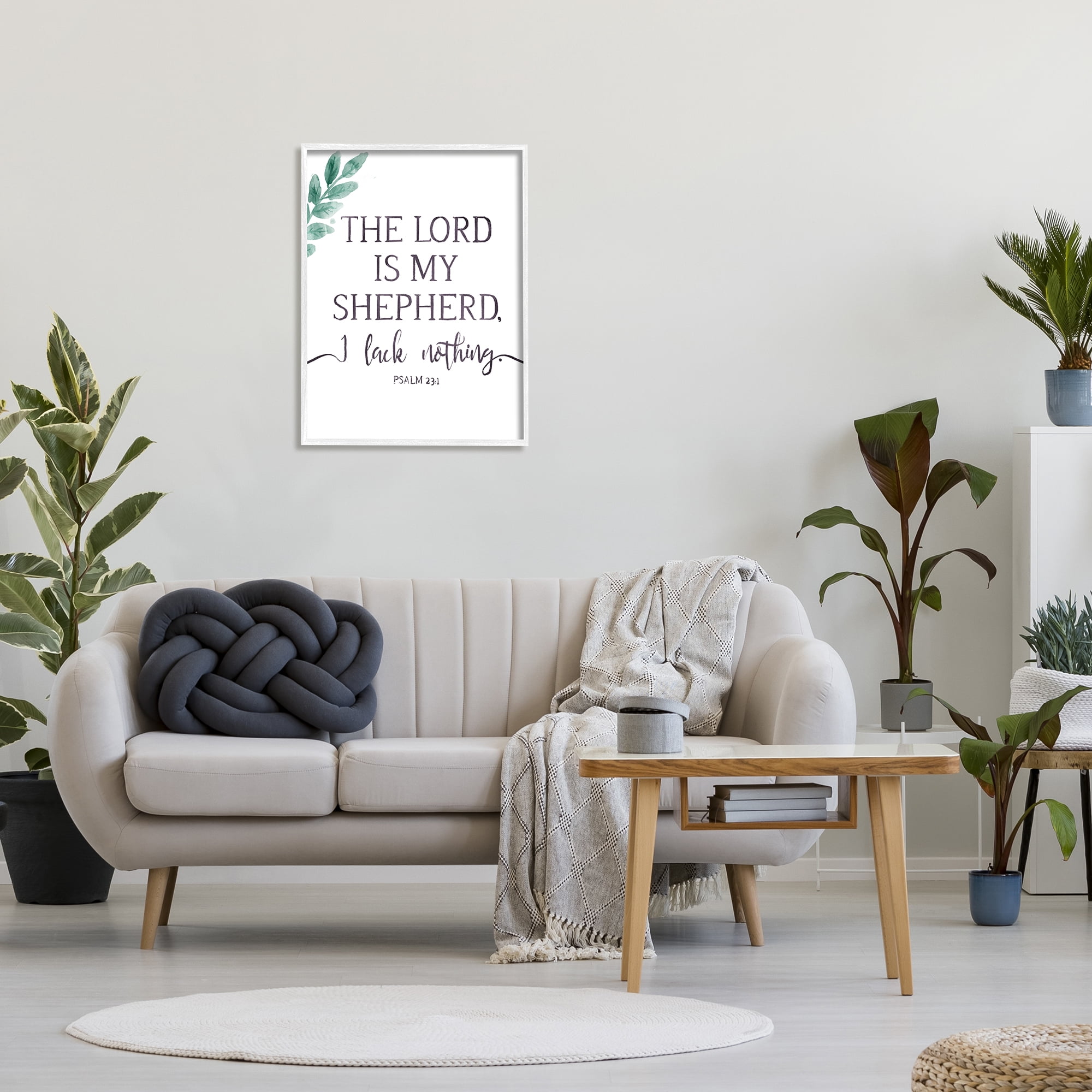 Stupell Industries Lord Is My Shepherd Faith Phrase Plant Greenery Graphic Art Framed Art Print Wall Art, 24x30, By Onrei
