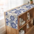 thumbnail image 6 of Table Runners 72 Inches Long Dress Scarves, Geometric Flower Farmhouse Kitchen/Dining Table Runner, Coffee Tablerunners, Vintage Country Floral Blue Grey on Linen 14x72 Inch, 6 of 9