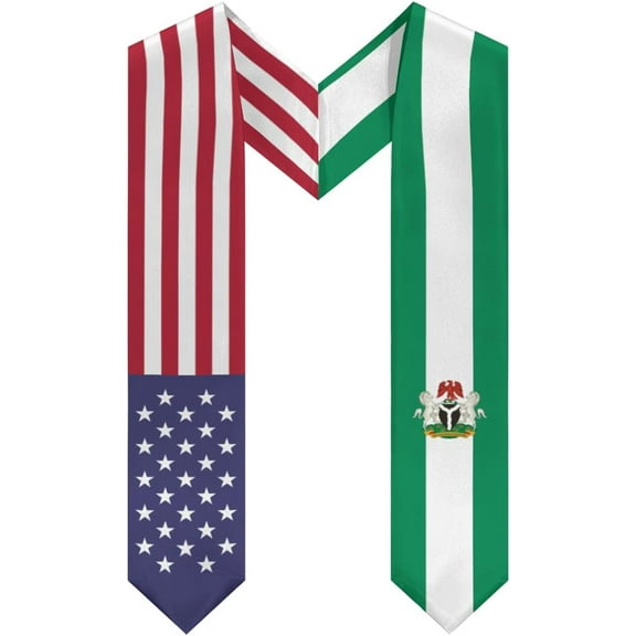 DABOYOZHZH Nigeria Mix United States Flag Graduation Stole Sash For Study Aboard International Students