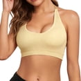 thumbnail image 2 of CheerKidz Women's Solid Color Sports Bra with Adjustable Straps - Wireless Support, Seamless Nylon Fabric for Running, Yoga, Gym Workouts, Daily Casual Wear, High Waist Design Beige L, 2 of 9