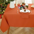 thumbnail image 2 of Christmas Tablecloth Rectangle Waterproof Wrinkle Free Table Cloth, Textured Fabric Faux Linen Table Cover for Fall Thanksgiving, Autumn, Harvest, Holiday(60 x 120 Inch Rectangular, Rust/Burnt Orange), 2 of 6