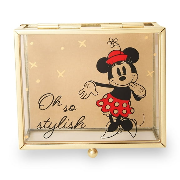 Disney Women's Minnie Mouse "Oh So Stylish" Glass Jewelry Box