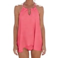 thumbnail image 3 of QUNYINEY Solid Colors One Piece Swimsuits for Women Tummy Control Cutout Swimsuits Modest Crew Neck Women Swimwear, 3 of 4